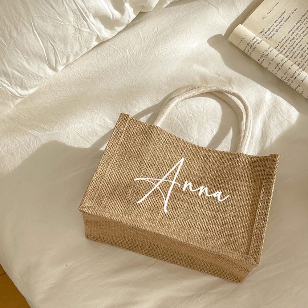 Custom name printed jute bag
