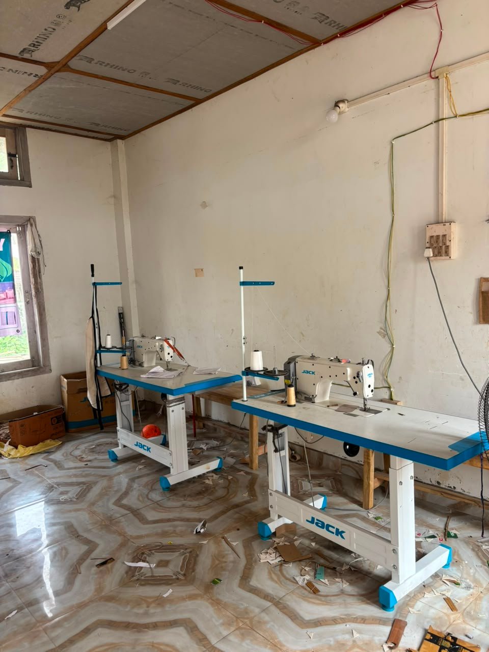 Industrial stitching machines at our jute bag manufacturing unit