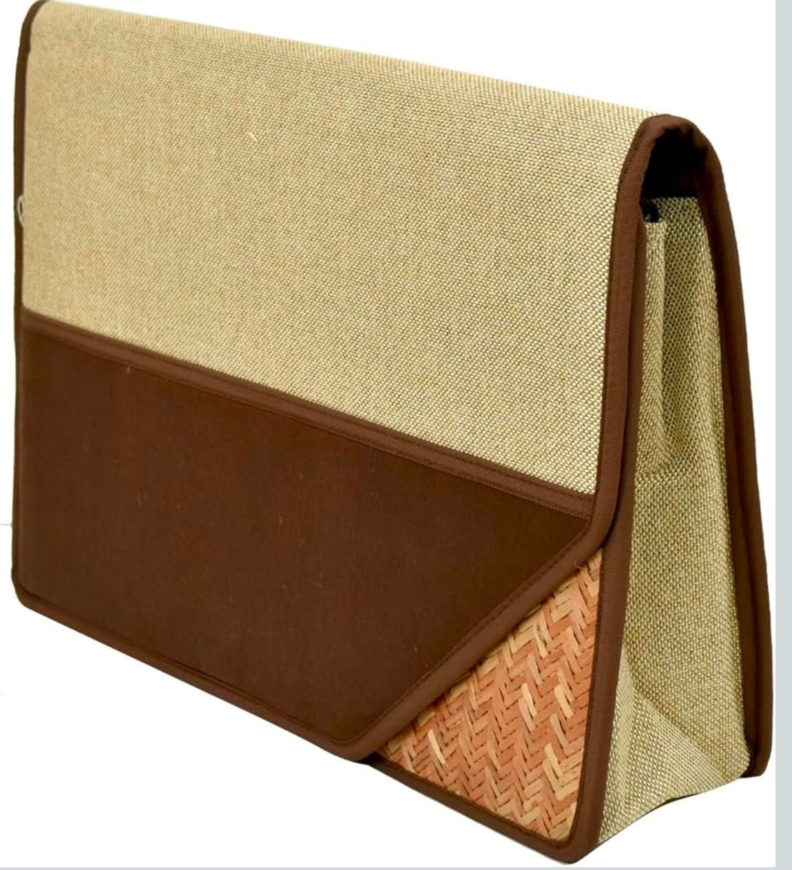 Jute conference bag with leather trim