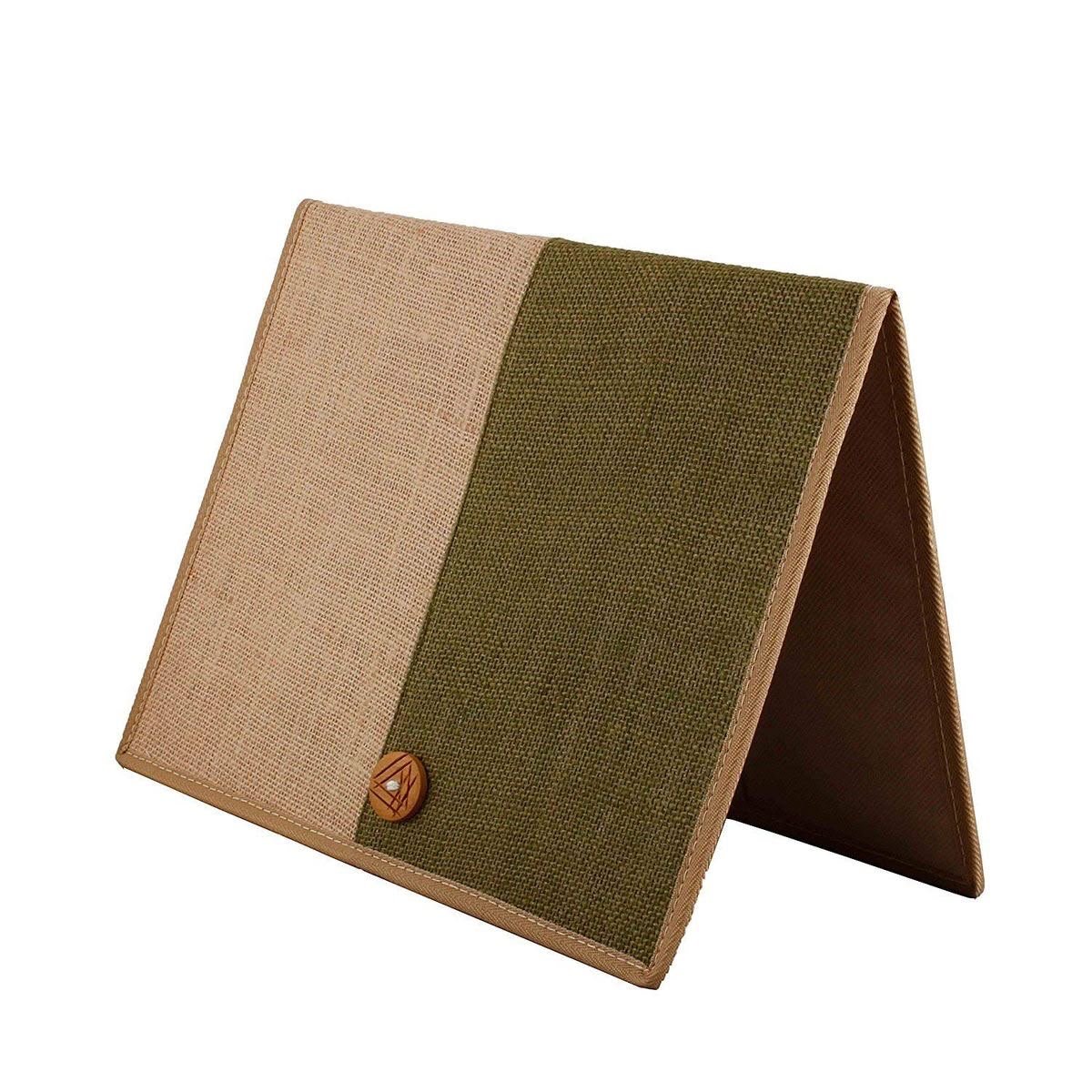 Jute file folder standing open view